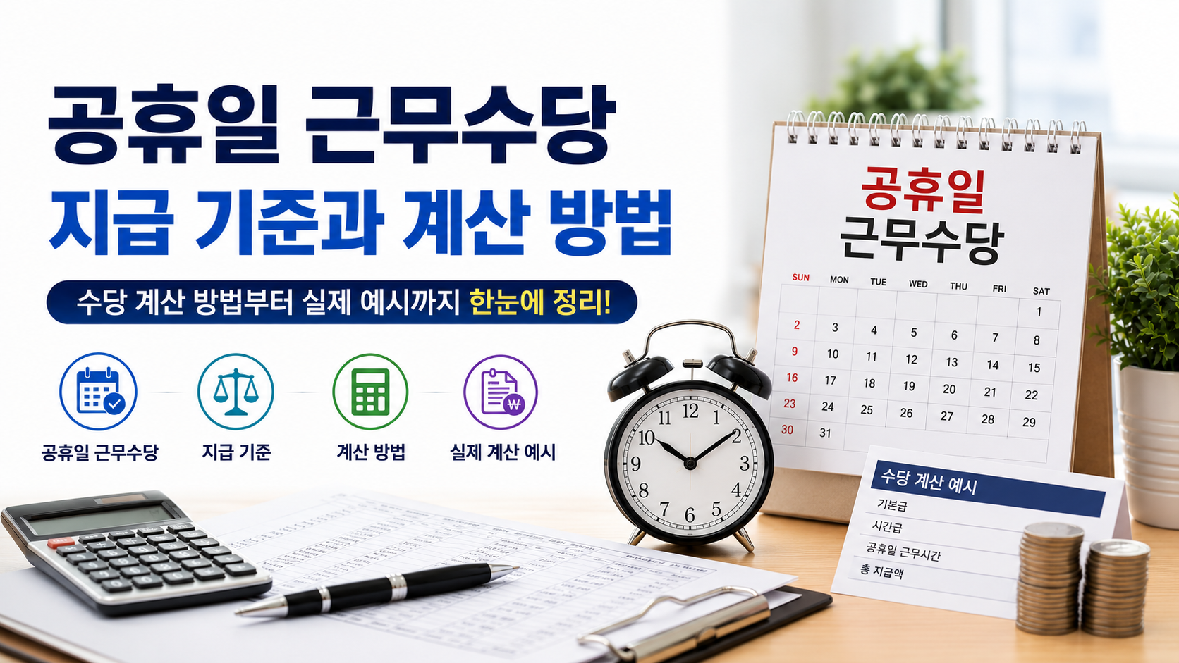 공휴일 근무수당 지급 기준과 계산 방법
