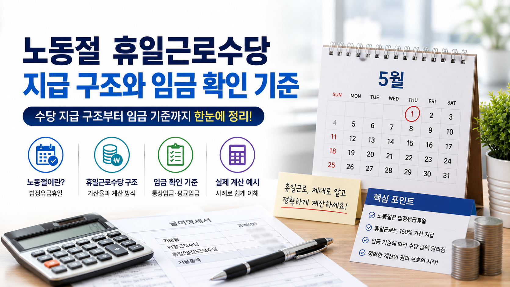 노동절, 휴일근로수당 지급 구조와 임금 확인 기준