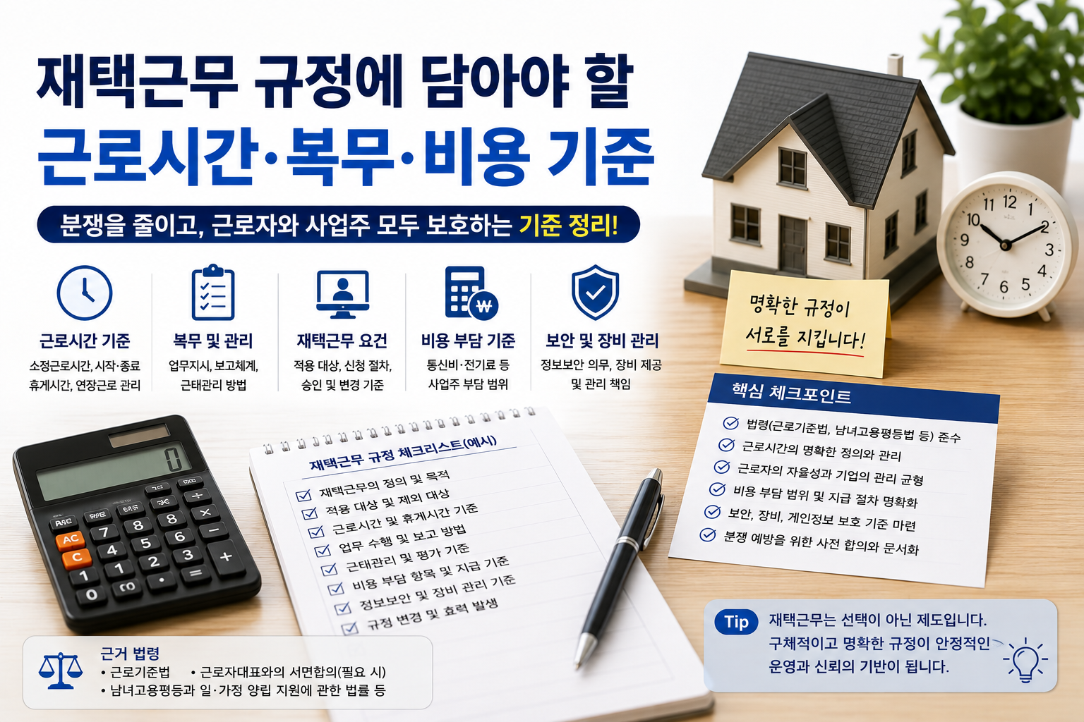 재택근무 규정에 담아야 할 근로시간·복무·비용 기준
