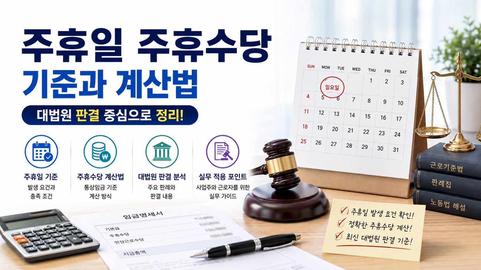 주휴일, 주휴수당 기준과 계산법: 대법원 판결 중심 정리